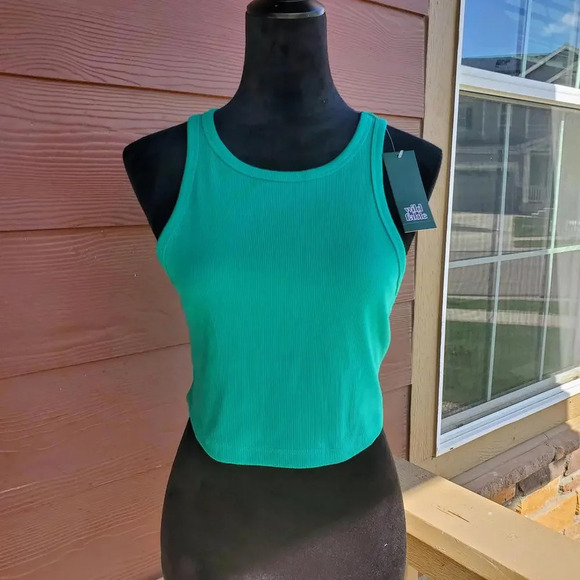 NWT Wild Fable 2-Piece Teal Green Cropped Tank Bundle Size XL Ribbed - Picture 3 of 15